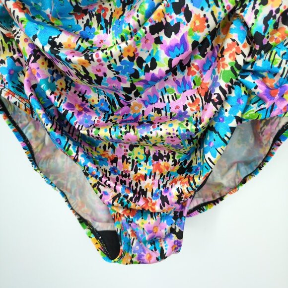 Longitude Women's One Piece Swimsuit 16 Multicolor Ruched Tummy Control Swimwear - Picture 5 of 11